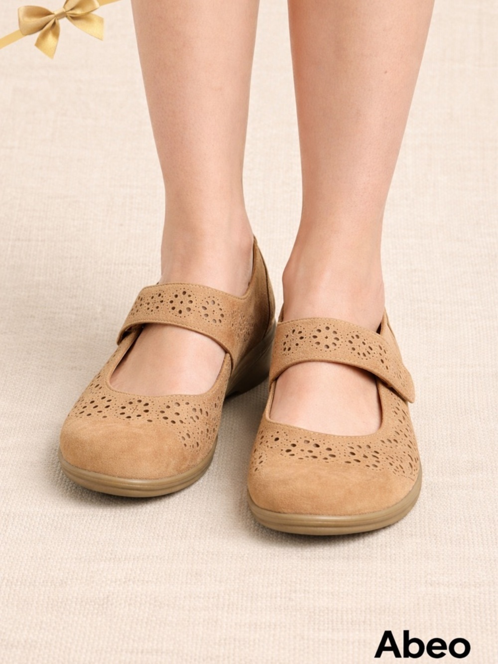 Abeo 24/7 Tan Suede Mary Jane Flats Comfort Orthotic Shoes Women’s 8 Medium